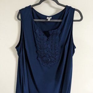 Dress Barn 3x Tank Top in Blue with Lace Trim